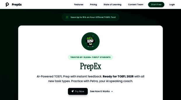 prepex.ai - PrepEx AI - Master TOEFL 2026 ... - Prep Ex