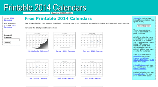 printable2014calendars.com