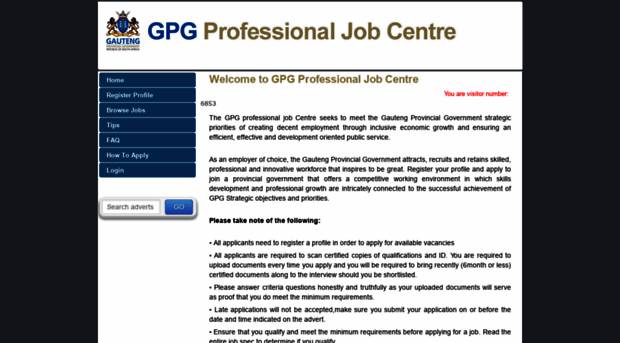 professionaljobcentre.gpg.gov.za