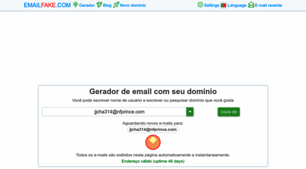 pt.emailfake.com - Gerador de email - email tempo - Pt Email Fake