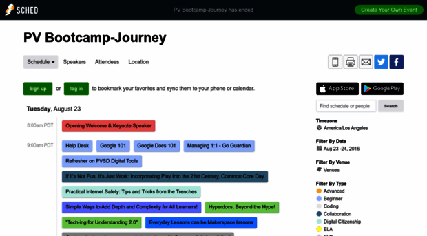 pvbootcampthejourney2016.sched.org