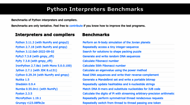 pybenchmarks.org