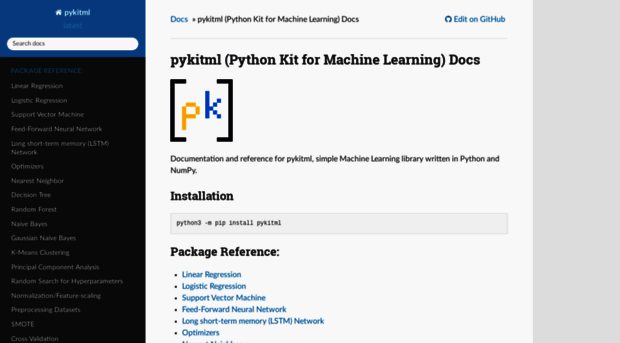 pykitml.readthedocs.io