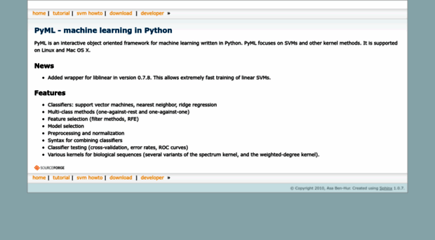 pyml.sourceforge.net