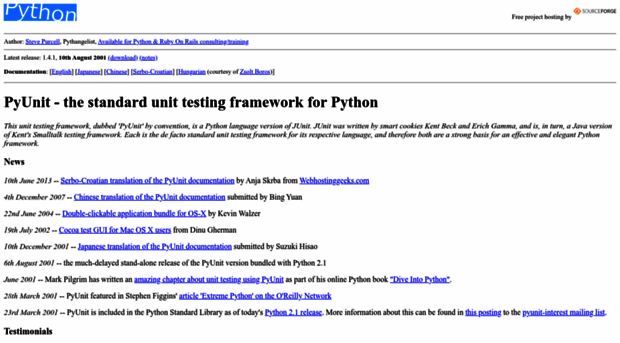 pyunit.sourceforge.net