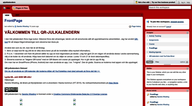 qrjulkalendern.pbworks.com