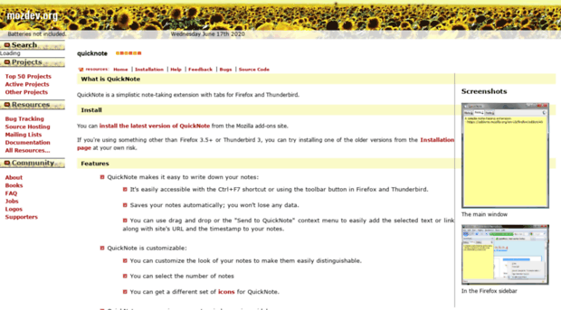 quicknote.mozdev.org