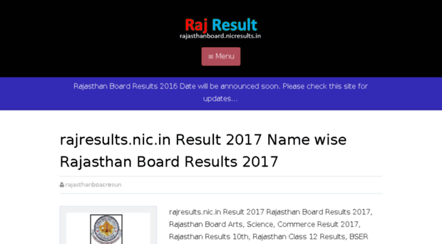 rajasthanboard.nicresults.in