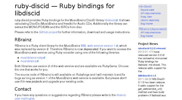 rbrainz.rubyforge.org