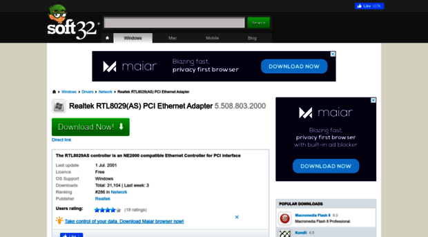 realtek-rtl8029-as-pci-ethernet-adapter.soft32.com