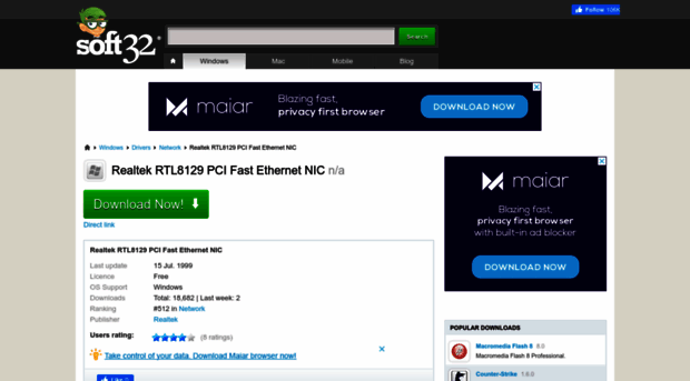 realtek-rtl8129-pci-fast-ethernet-nic.soft32.com