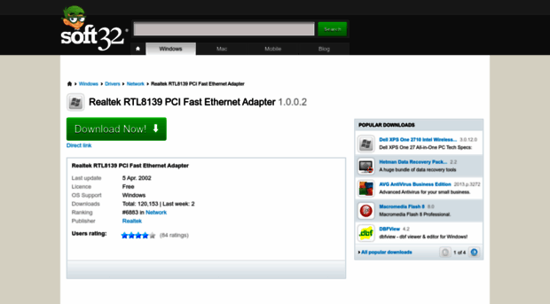 realtek-rtl8139-pci-fast-ethernet-adapter.soft32.com
