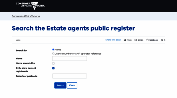 registers.consumer.vic.gov.au - Search the Estate agents publi ...