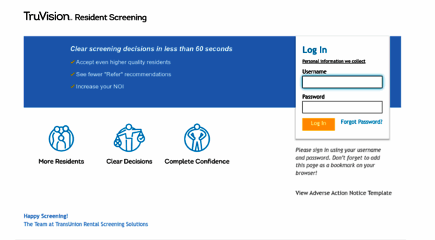 residentscreening.transunion.com - Welcome to TruVision Resident ...