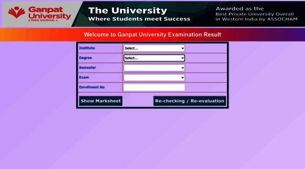 result.ganpatuniversity.ac.in