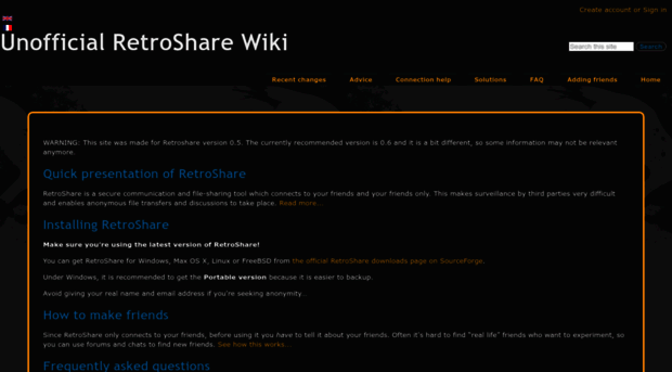 retroshare.wikidot.com