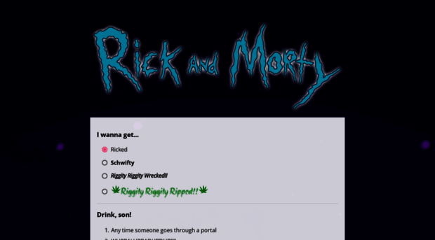 rickandmortydrinkinggame.com