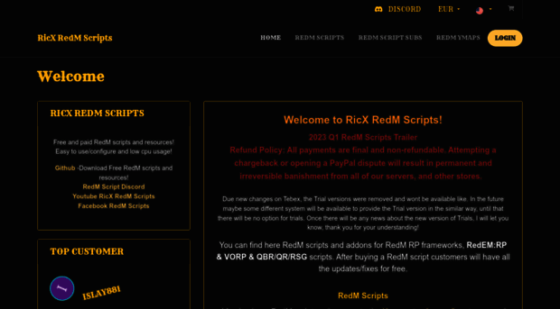ricx-scripts.tebex.io - RicX RedM Scripts | Welcome - RicX Scripts Tebex