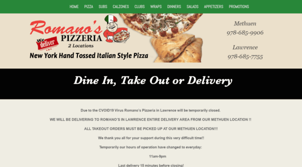 romanospizzeria.net