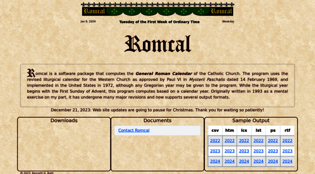 romcal.net