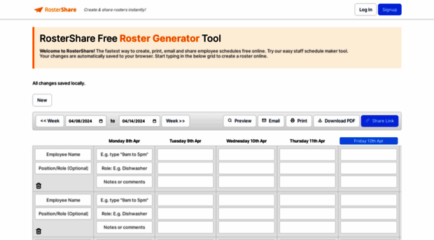 rostershare.me - Free Staff Roster Maker Tool |... - Roster Share