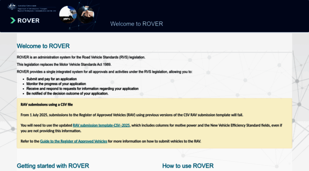rover.infrastructure.gov.au - Welcome to ROVER - ROVER Infrastructure Gov