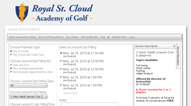 royalstcloudacademyofgolf.uschedule.com