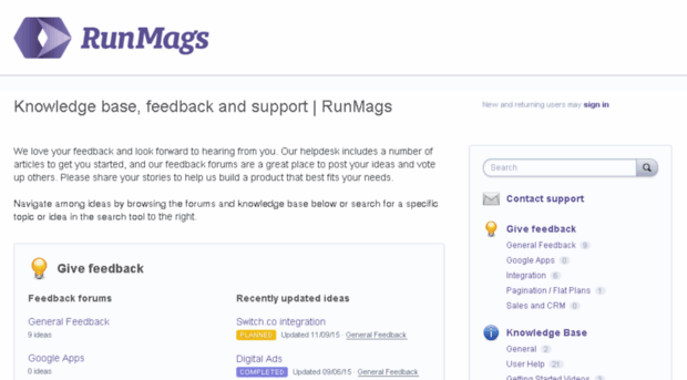 runmags.uservoice.com
