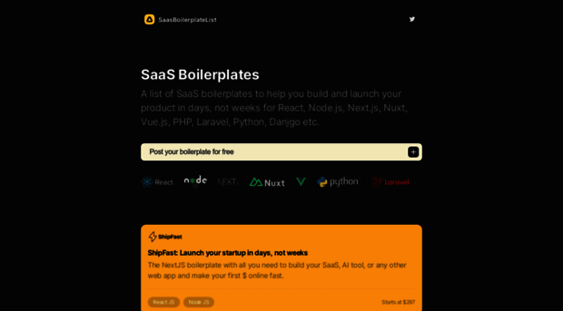 saasboilerplatelist.com