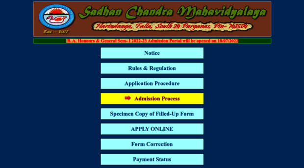 sadhanchandramahavidyalayaonlineadmission.org