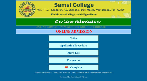 samsicollegeonlineadmission.org.in