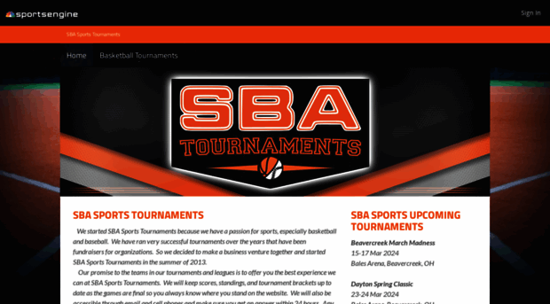 sbasportstournaments.com