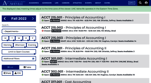 schedules.unca.edu