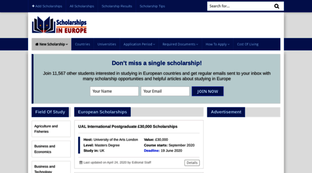 scholarshipsineurope.com