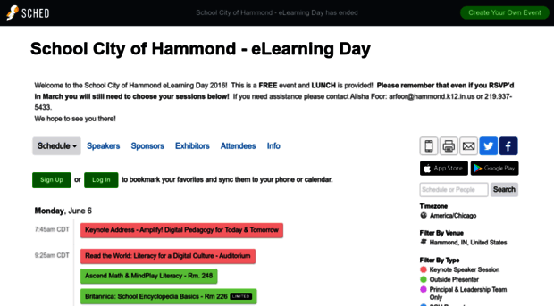 schoolcityofhammondelearnin2016.sched.org