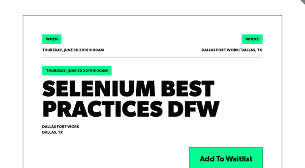 seleniumbestpracticesdfw.splashthat.com