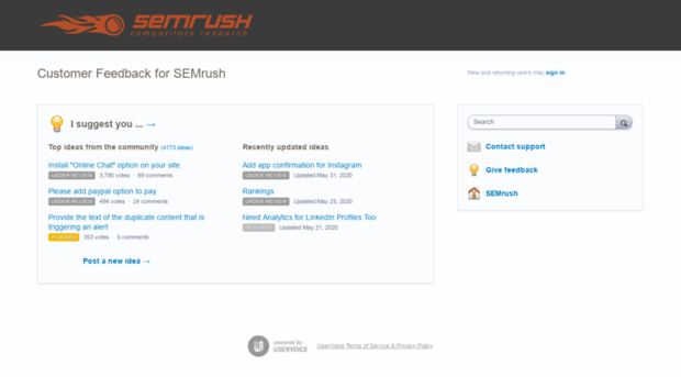 semrush.uservoice.com