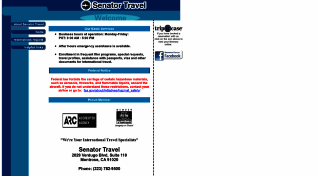 senatortravel.com