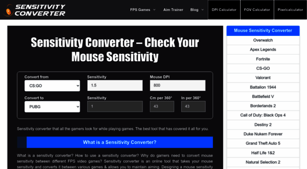 sensitivityconverter.net