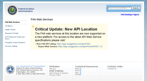 Services faa gov FAA Web Services Services FAA