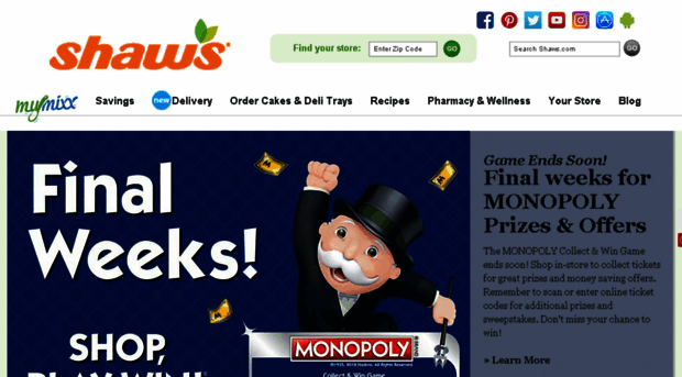 shaws.playmonopoly.us