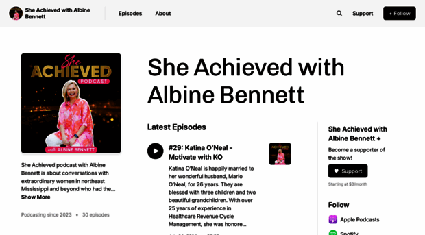 sheachievedwithalbinebennett.buzzsprout.com