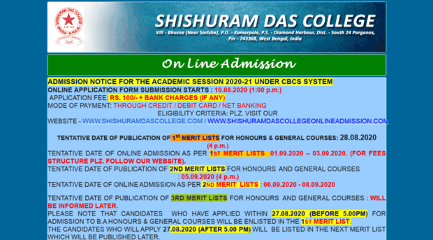 shishuramdascollegeonlineadmission.com