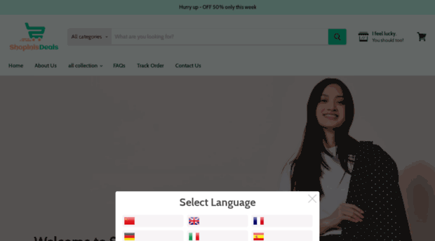 Screenshot of shopinis.com website