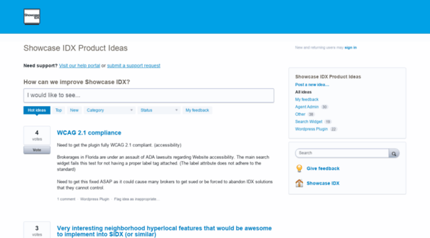 showcaseidx.uservoice.com