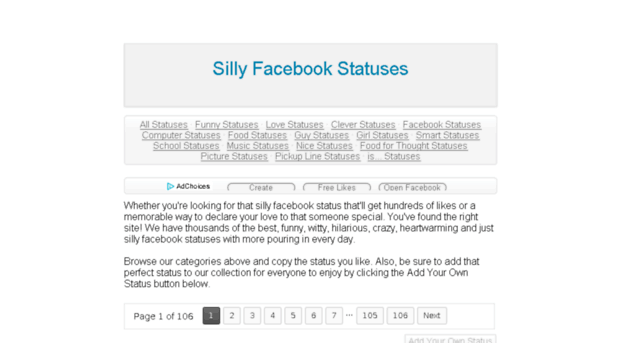 sillyfacebookstatus.com