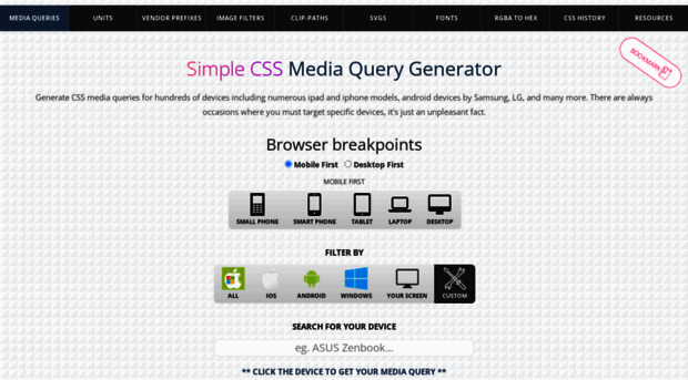 simplecss.eu - Free CSS Media Query Generator... - CSS
