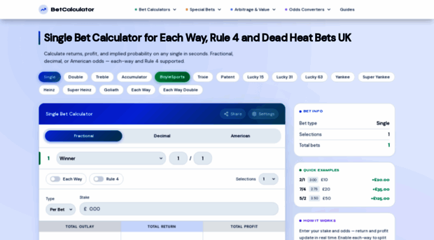 single-bet-calculator.com