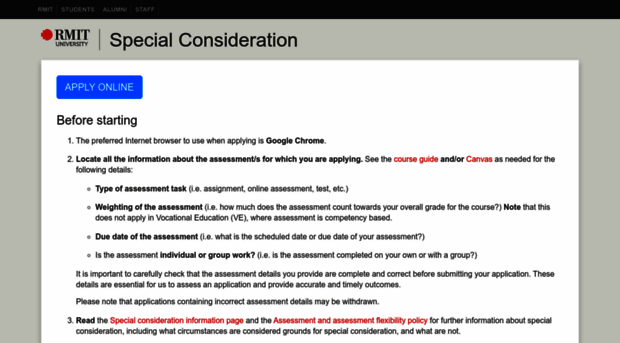 specon.rmit.edu.au - Special Consideration - Specon Rmit