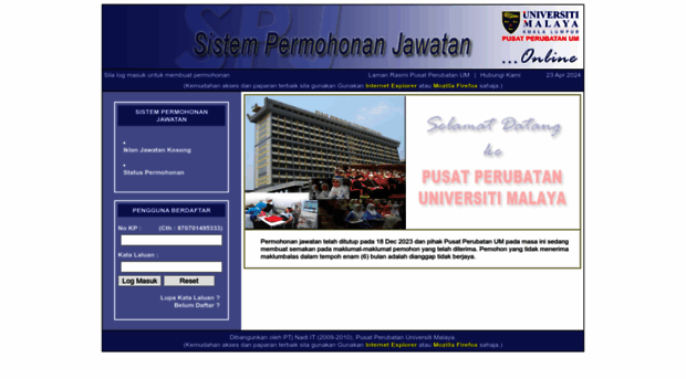 spj.ummc.edu.my - Selamat Datang ke Sistem Permo - Spj UM Mc